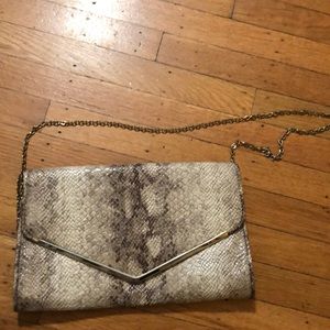 Faux Python Clutch w Detachable Chain  Strap